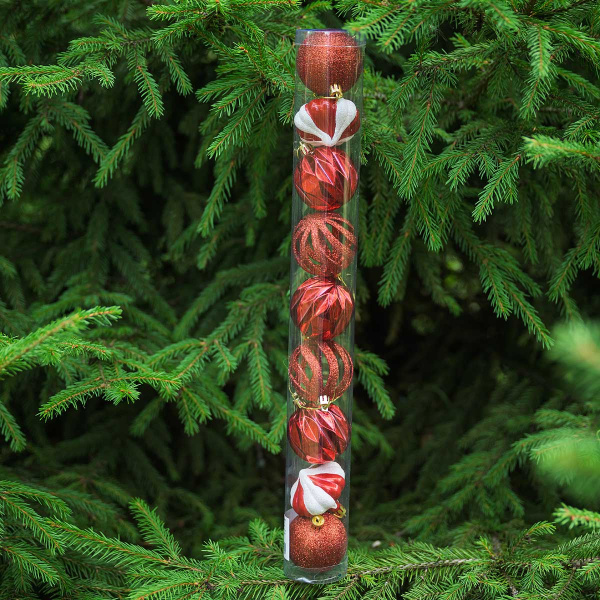 Набор елочных украшений 6ADZCKE9-J5-3 6 см 9 шт Шары Красные