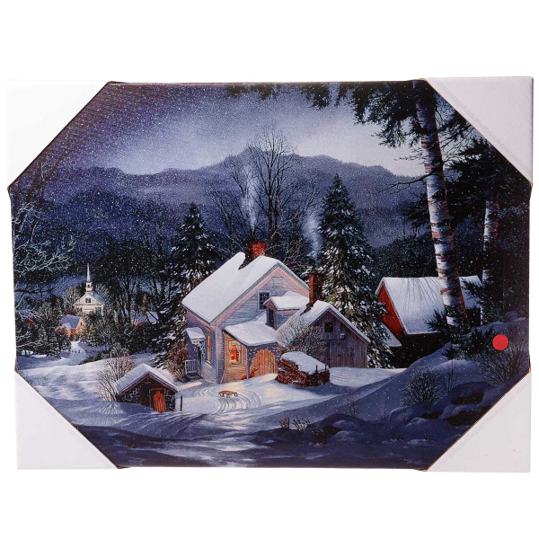 Картина новогодняя HD-12 30*40*1,6см со светодиодами Вечерний пейзаж (12)