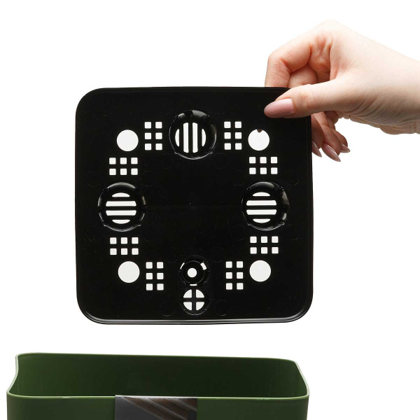 Горшок ВИЕННА 5л со встав квадрат оливковый 