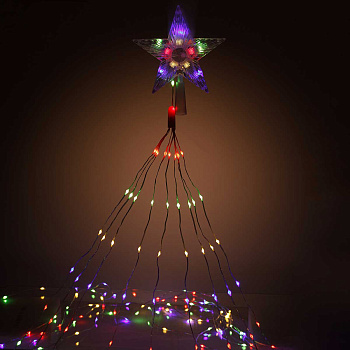 Гирлянда макушка LLN-12 +9нитей "капелька" по 1,5м 240ламп ЦВЕТНАЯ