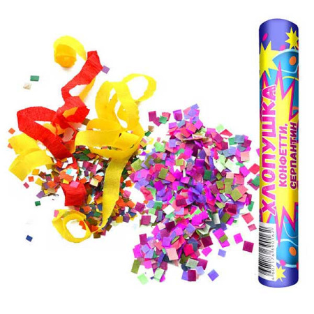 Хлопушка 200мм Конфетти,Серпантин Х200КС (250)