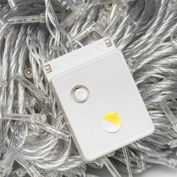 Гирлянда LED L-8-1 400л прозр.провод ТЕПЛ.БЕЛЫЙх40