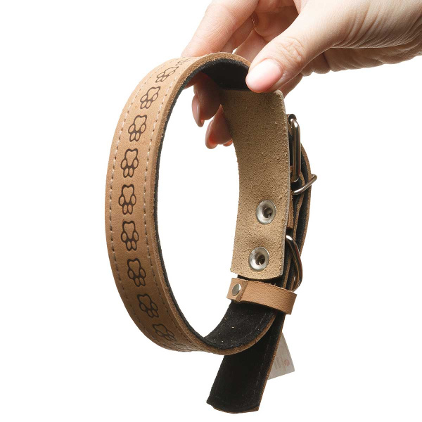 Ошейник кожа+кожаный подклад тиснение ширина 25 мм длина 50 см