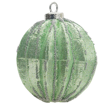 Набор елочных шаров  ПОЛОСЫ ЗЕЛЕНЫЕ   3шт, D-8см