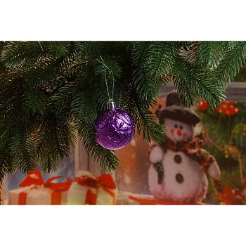 Шар Р30-1 6шт 6см (фактур.цветок,листок)Сиреневый(140)