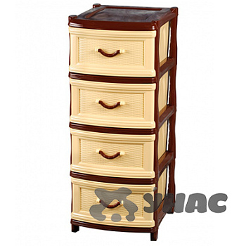 Комод КЛАССИКА (4 секции) плетенка БЕЛ Эльфпласт 068