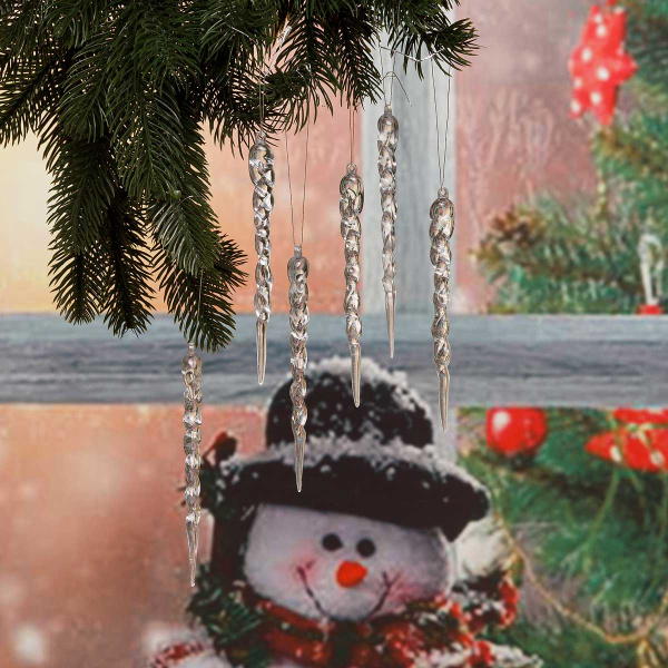 Елочное украшение "Сосулька" HES004 6шт 13см (341)