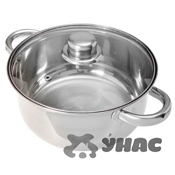 Кастрюля 2,6 л стеклянная крышка, нержавеющая сталь Джерси 822-070