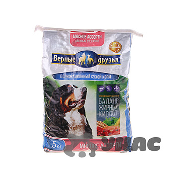 Верные друзья сухой для собак 5 кг Мясное ассорти