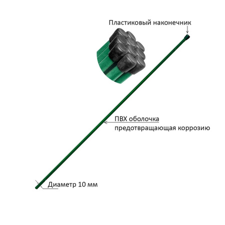 Колышки 1,05м труба 10мм САДОВИТА (комплект 10шт)