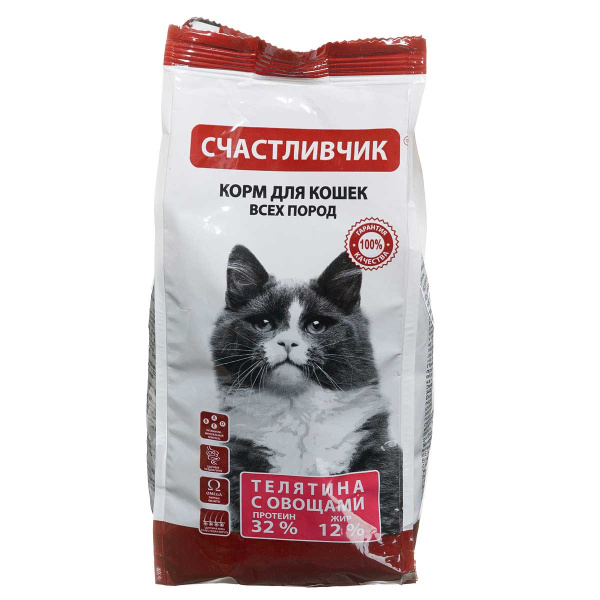 Счастливчик Корм для кошек 400 г Телятина с овощами 4458 х16