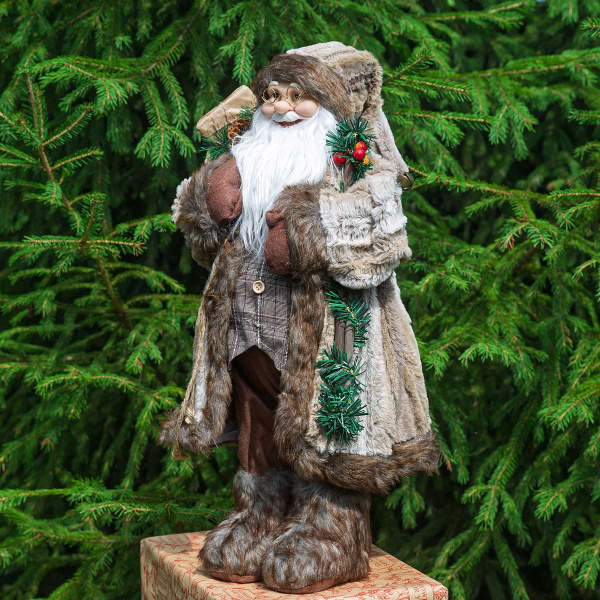 Фигура новогодняя LC252524 Дед Мороз 60 см в меховой шубе