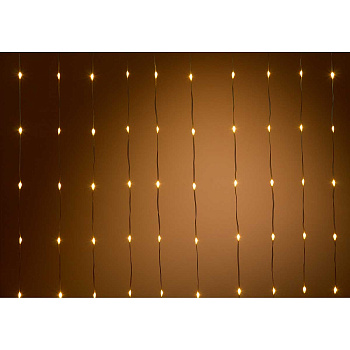 Гирлянда штора LLN-33-1 150л 1,5м*1,5м ТЕПЛЫЙ БЕЛЫЙ провод "капелька"(100)