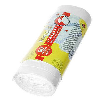 Мешки для мусора 60л 25шт РОМАШКА СТАНДАРТ БЕЛЫЕ х25