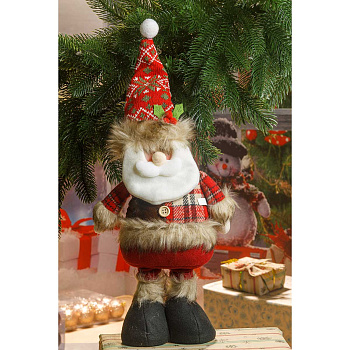 Фигура новогодняя CKK219A интерьерная Дед Мороз 40-55см с телескопическими ногами, красный