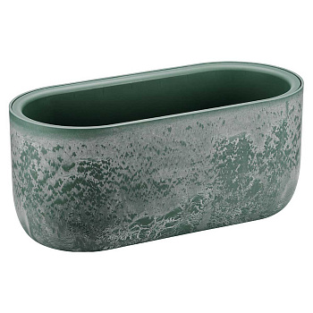 Кашпо МИКРИТ овальное 385x180мм 6л со вставкой зеленый слайн М3274 х1 