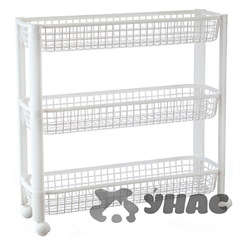 Полка узкая на колесах (3 секции) белая М2718 (4)