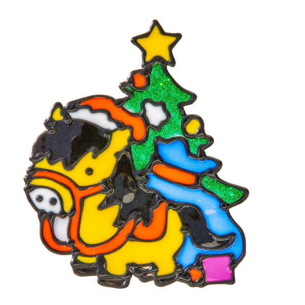 Наклейка на стекло А98 Пони с елкой 15*20см (12)