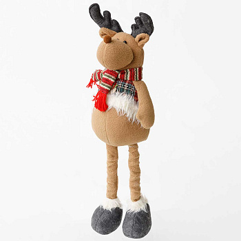 Фигура новогодняя Интерьерная DLL104A Лось 53-65см (с красно-зеленым шарфом) с телескопическими ногами