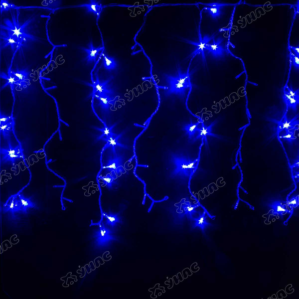 Гирлянда штора LED LС-0-7 132 лампочек, прозрачный провод 1,3*1,3 синий