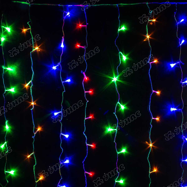 Гирлянда штора LED LС-0-6 132 лампочек, прозрачный провод 1,3*1,3 цветной