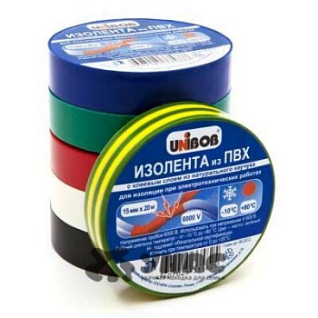 Изолента UNIBOB 15мм х 20м черная  (цена за 10шт) 59644 х6