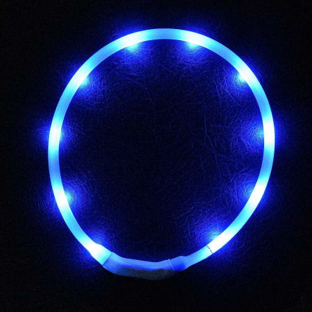 Ошейник 70*1,5см свет-ся 3реж микс USB NA2616 (144