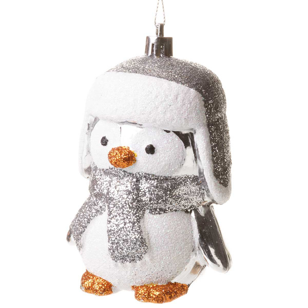 Шар SFOP21062-С 1шт 10см Пингвинчик серебро (288)