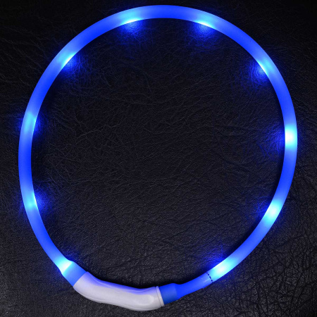 Ошейник 70*1,5см свет-ся 3реж микс USB NA2616 (144