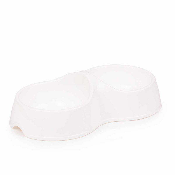 Миска для кошек 0,2л двойная белый БШ8620 х34