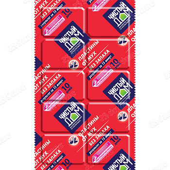 Антикомариные пластины от мух 10 шт без запаха Чистый дом 02-981