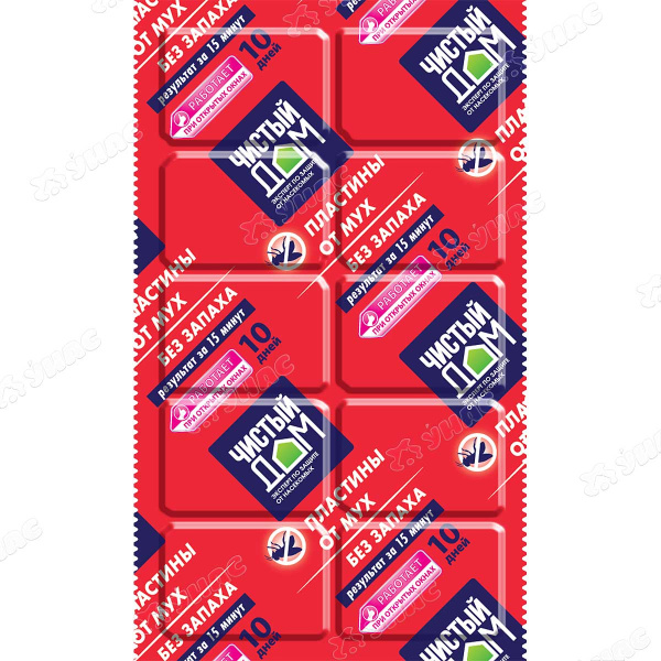 Антикомариные пластины от мух 10 шт без запаха Чистый дом 02-981