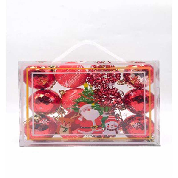 Набор елочных украшений JT25-AL098 4см 12шт Шары красный (6шт фактур грани, 3шт нить, 3шт "воздушный") (144)