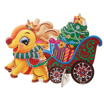 Украшение интерьерное К2102 28*20см Олень с санями(10)