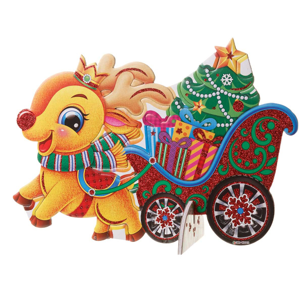 Украшение интерьерное К2102 28*20см Олень с санями(10)