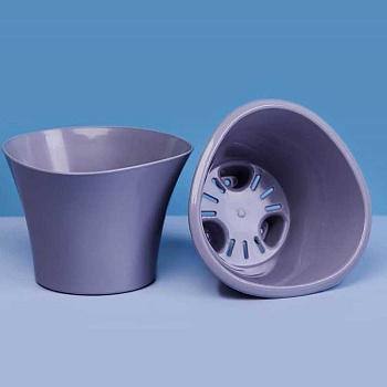 Кашпо "Лагуна" 1,5 л со встав Серый шёлк Пласт Авеню х15 