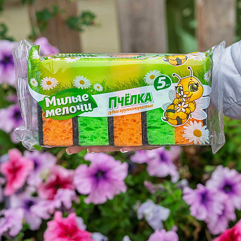 Губка для посуды Милые мелочи Пчелка 5 шт х36