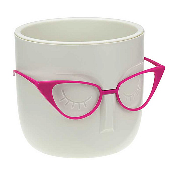 Кашпо МАРИ 0,65л со вставкой белый ротанг М3075 