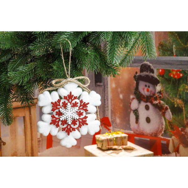 Подвеска Х26113 Снежинка 15см белая, пушистая (320)