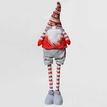 Фигура новогодняя CQQ020A интерьерная Гном-мальчик с бородой с телескопическими ногами 85-126см