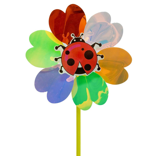 Ветряк D-19см Цветок перламутровый с бож.коровкой NA2668