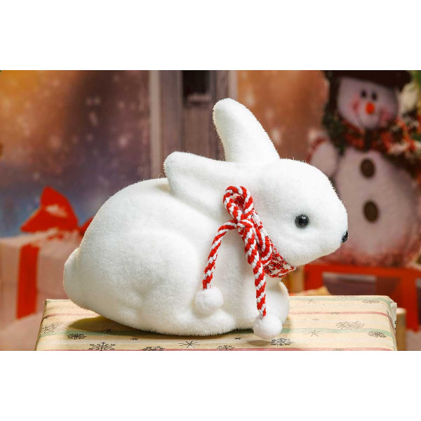 Фигурка новогодяя интерьерная Заяц белый 25см  XA1161 (144)