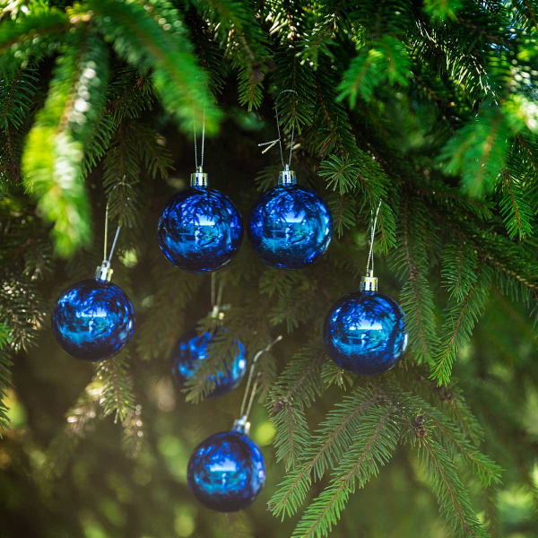 Шар Т173-4 6шт 6см (глянцевые) синий (120/140)