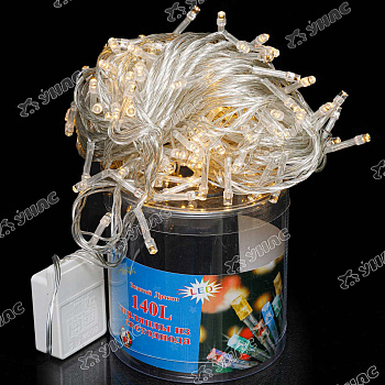 Гирлянда LED L-2-1 140 ламп прозрачный провод для соединения теплый белый