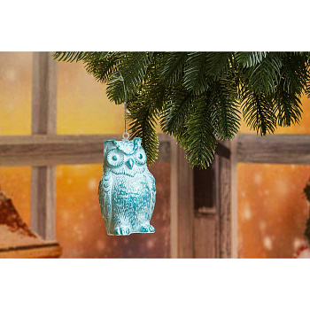 Шар SFOP21048-D 1шт 10см Сова голубой (240)