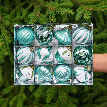 Набор елочных украшений LN36-K-5 5 см 12 шт Шары мятный