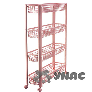 Полка узкая на колесах (4 секции) чайная роза М2719 (3)