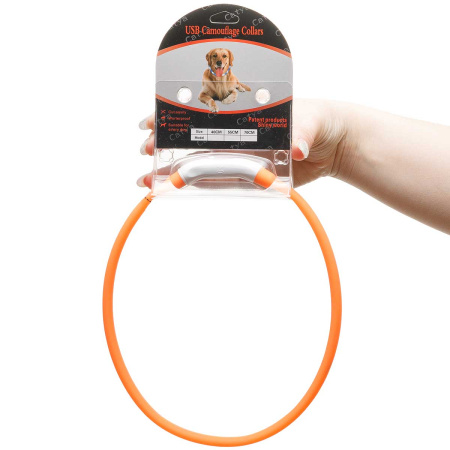 Ошейник 55*1,5см свет-ся 3реж микс USB NA2615 (144