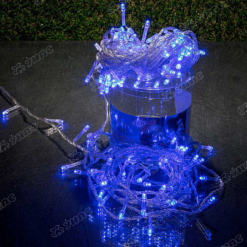 Гирлянда LED L-2-7 140 ламп прозрачный провод соединение синий