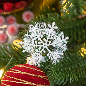 Подвеска Т170-1 Снежинка 6 шт 5,5 см пластик (за 10шт)